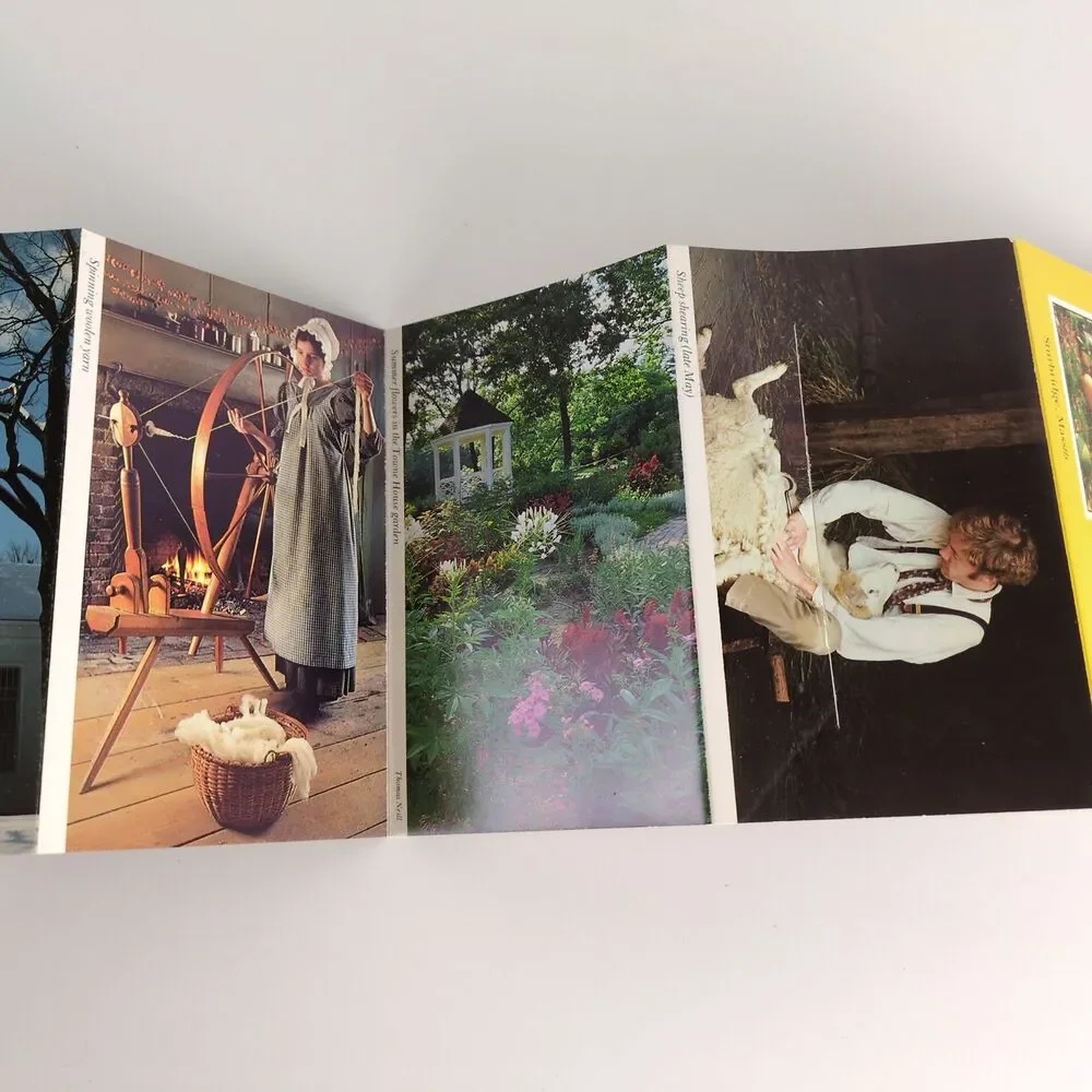 Old Sturbridge Village MA 1980s Fold-Out Postcards Unused Sheep Colonial‎ Times